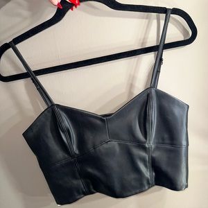 Zara black leather cropped tank/ going out too. Adjustable straps.